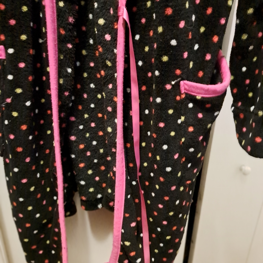 Black Polka Dot Wrap Jacket with Pink Trim - Picture 3 of 3
